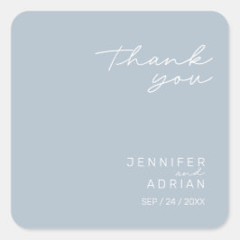Sticker Carré Élégant Pastel bleu minimal Merci Mariage