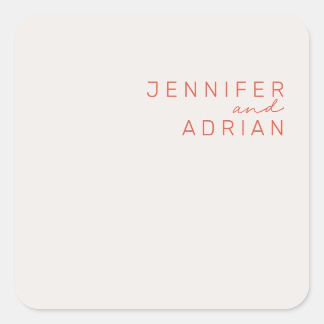 Sticker Carré Élégant Pastel Minimal Blanc et Rouge Moderne Enve (Devant)