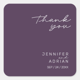 Sticker Carré Élégant Pastel Minimal Merci Carré Mariage S
