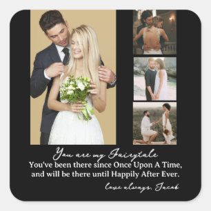 Sticker Carré Elégant personnalisation de mariage jour photo Col