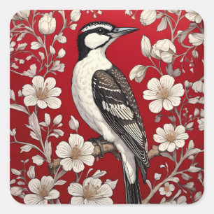 Sticker Carré Élégant Pic Floral William Morris Inspiré