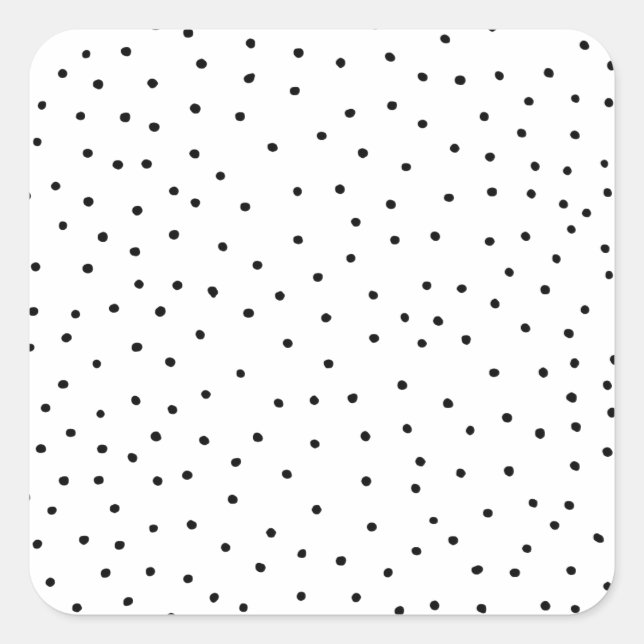 Sticker Carré Elégant pois simple noir blanc aquarelle (Devant)