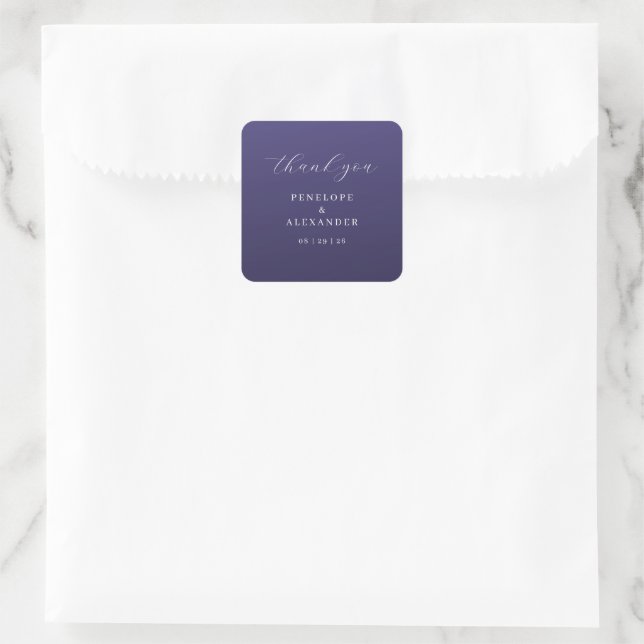Sticker Carré Elegant Purple Thank You Card (Sac)