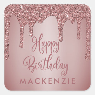 Sticker Carré Elégant Rose Gold Sparkle Parties scintillant Driv