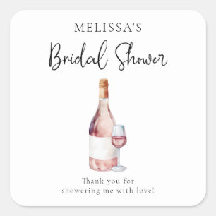 Sticker Carré Élégant Rose Pâle Vin Faveur de Mariage