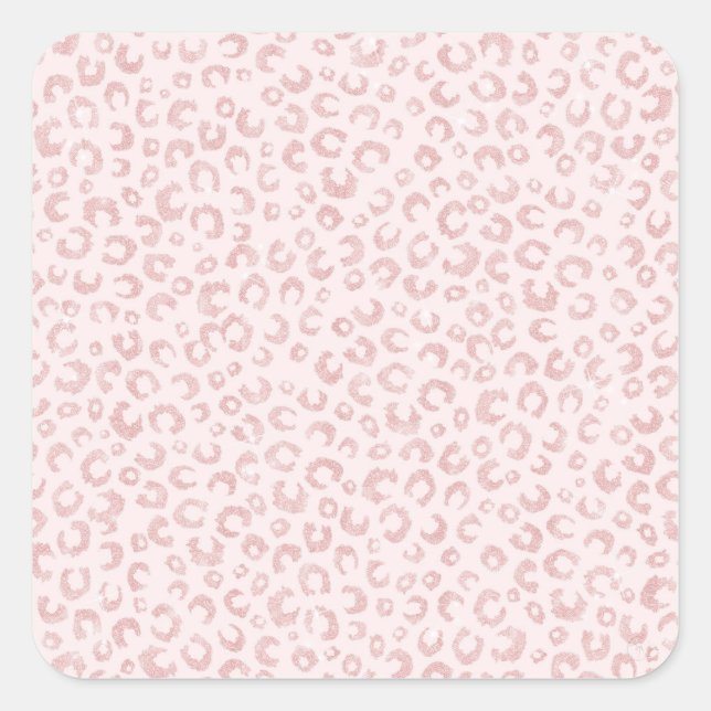 Sticker Carré Élégant Rose Parties scintillant d'or Leopard Moti (Devant)