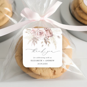 Sticker Carré Élégant rose rose pâle Rose floral Mariage