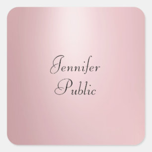 Sticker Carré Élégant Rose tendance écriture manuscrite or Scrip