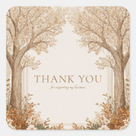 Sticker Carré Elegant Rustic Brown Tree Arch White Floral