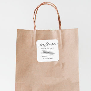 Sticker Carré Élégant sac cadeau de bienvenue de mariage