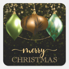 Sticker Carré Élégant Safari Jungle Baubles Joyeux Noël