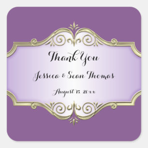 Sticker Carré Élégant Satin Antique Mariage Remerciements