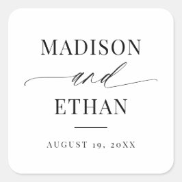 Sticker Carré Élégant Script Calligraphie Mariage Faveur