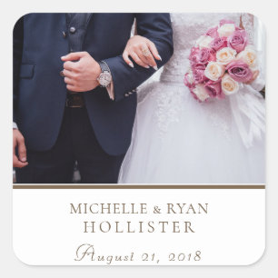 Sticker Carré Élégant script Mariage photo