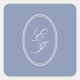 Sticker Carré Élégant Script Monogramme Auto-Adhésif Mariage