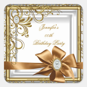 Sticker Carré Elégant Silver Gold Jewel image Anniversaire