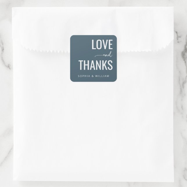 Sticker Carré Elegant Teal Gratitude (Sac)