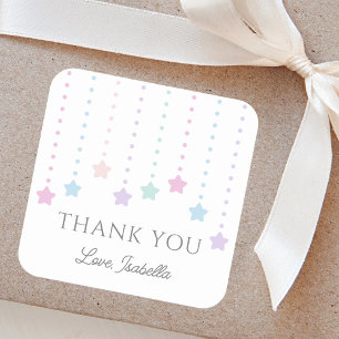 Sticker Carré Elégant Twinkle Little Stars Baby shower Merci