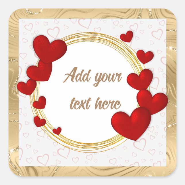 Sticker Carré Élégant Valentines, Amour, Mariage d'anniversaire (Devant)