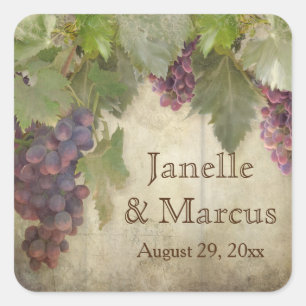 Sticker Carré Elégant vignoble rustique Mariage de automne Seal