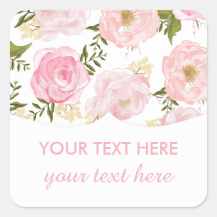 Sticker Carré Elegant Vintage Pink Roses