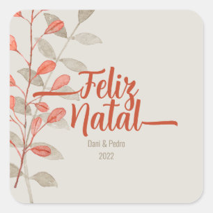 Sticker Carré Elégante aquarelle Joyeux Noël Feliz Natal Gif