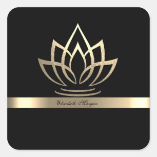 Sticker Carré Élégante bande de Lotus Or