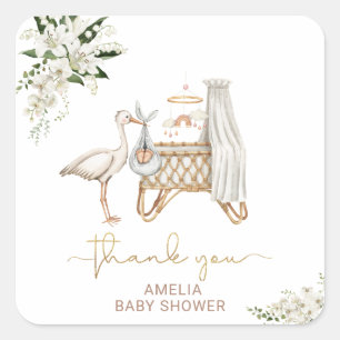 Sticker Carré Elégante Bouche d'aquarelleFille blanche Floral Ba