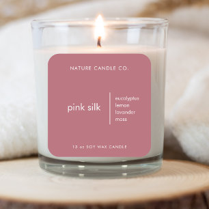 Sticker Carré Élégante bougie personnalisée rose et blanc