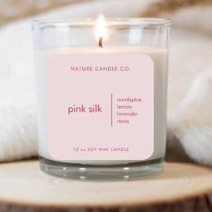 Sticker Carré Élégante bougie personnalisée rose et blanc