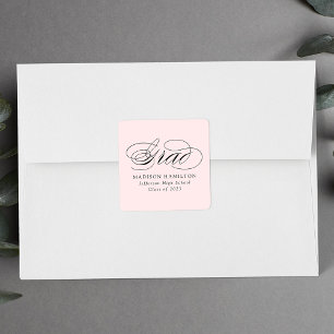 Sticker Carré Élégante calligraphie Blush Pink Graduation