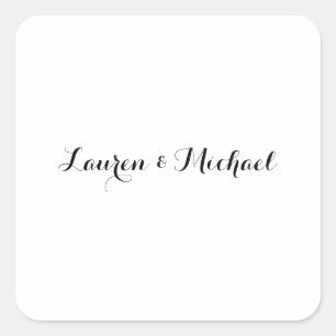 Sticker Carré Élégante calligraphie minimaliste mariage noir bla