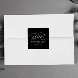 Sticker Carré Élégante calligraphie noir et blanc Graduation