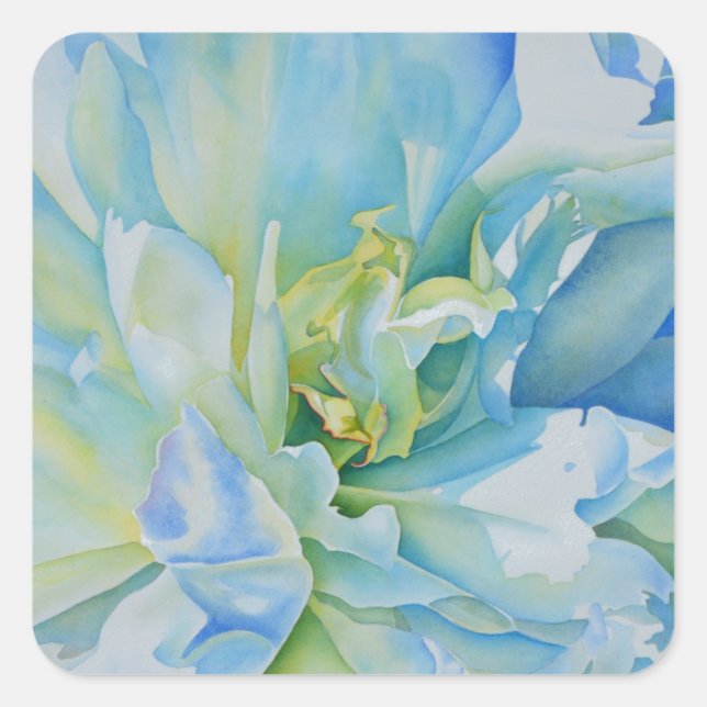Sticker Carré Elégante couleur bleue turquoise florale (Devant)