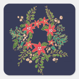 Sticker Carré Élégante couronne de Noël