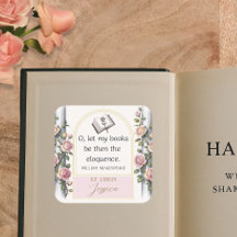 Elégante Ex Libris Aquarelle Florale Plaque