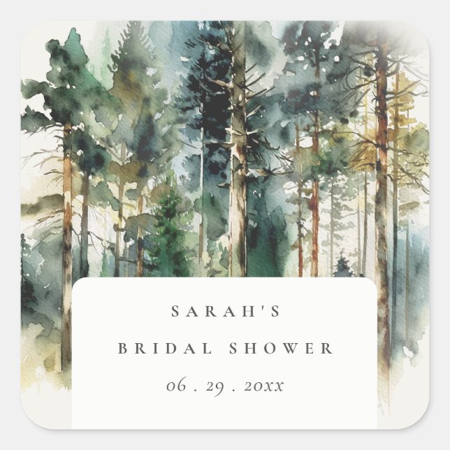 Sticker Carré Élégante Fête de Mariage de la Forêt de Bois de Aq (Devant)