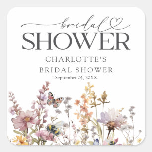 Sticker Carré Élégante Fleur Sauvage Aquarelle Faveur Enterremen