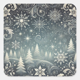 Sticker Carré Élégante Forêt de neige Noël
