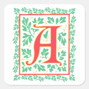 Sticker Carré Élégante Lettre Médiévale Un Monogramme antique