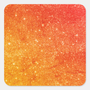 Sticker Carré Elégante Parties scintillant orange