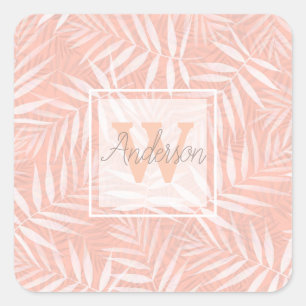Sticker Carré Elégante peinture feuille de palmier blanc tropica
