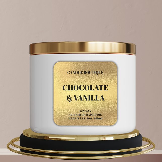 Sticker Carré élégante typographie moderne feuille or bougie éti (Créateur téléchargé)