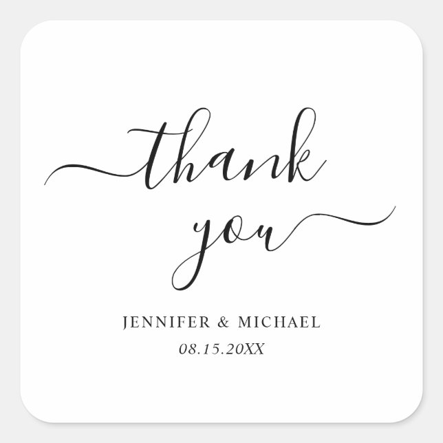 Sticker Carré Élégante Typographie Script Merci Moderne Simple (Devant)