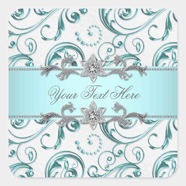 Sticker Carré Élégantes Flèches Turquoises Bleu (Devant)