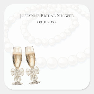 Sticker Carré Élégantes Perles Blanches & Fête de Mariage au Pro
