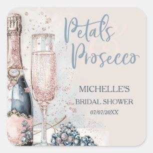 Sticker Carré Élégants Pétales & Procuco Boho Blush Rose été