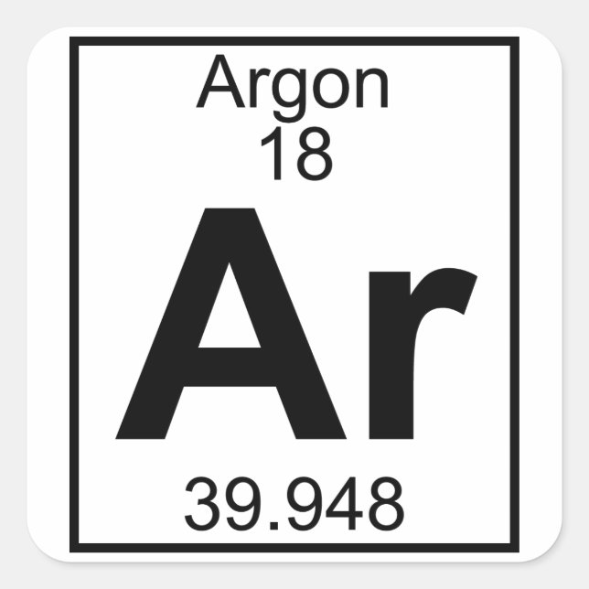 Sticker Carré Élément 018 - Ar - Argon (Complet) (Devant)