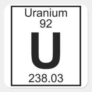 Sticker Carré Élément 092 - U - Uranium (plein)