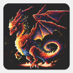 Sticker Carré Élément de tir de dragon